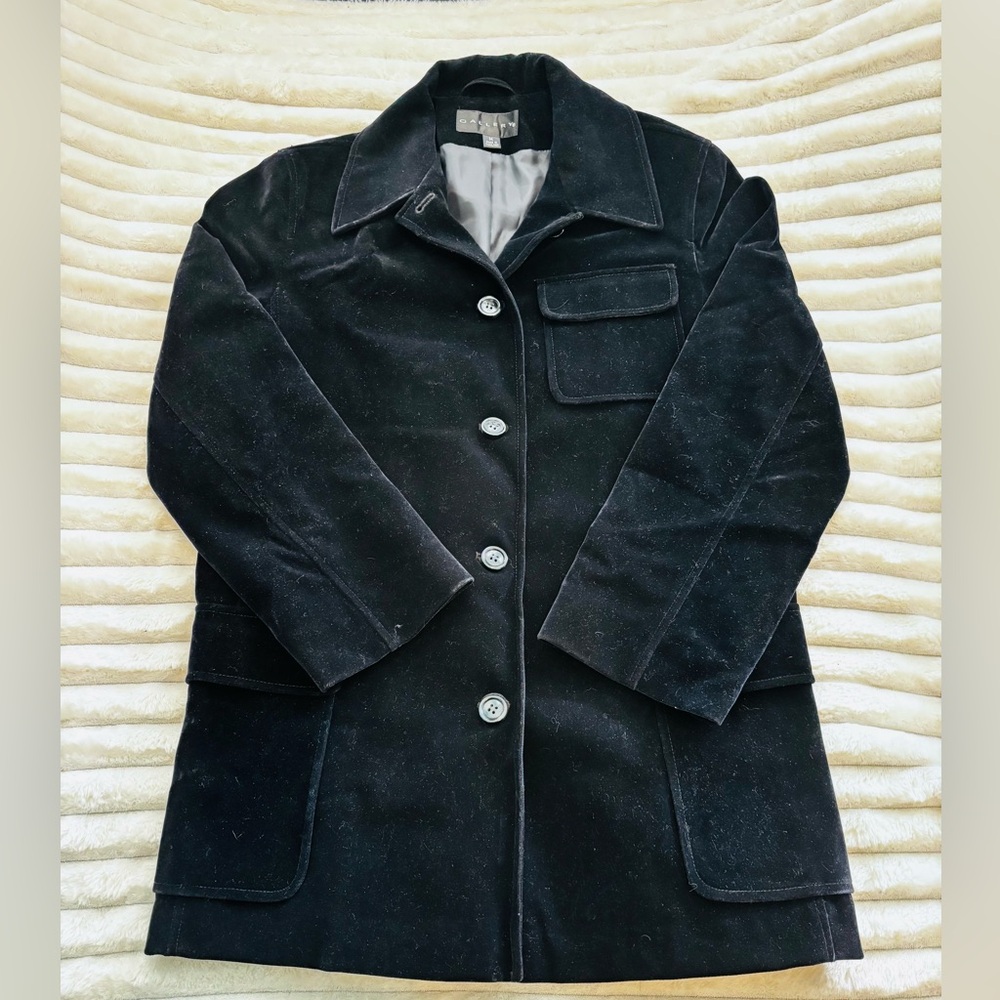 Gallery velvet jacket, navy M | dark academia peacoat preppy mid length coat